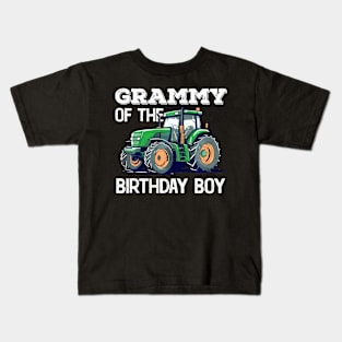 Grammy Of The Birthday Boy Trucks Tractors Farm Bday Kids Kids T-Shirt